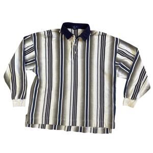 Gant Vintage Striped Polo with Corduroy Collar Size XL XLarge